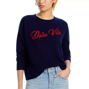 🇮🇹 NWT Cashmere Navy and Red Crew Neck Sweater~Dolce Vita 🇮🇹